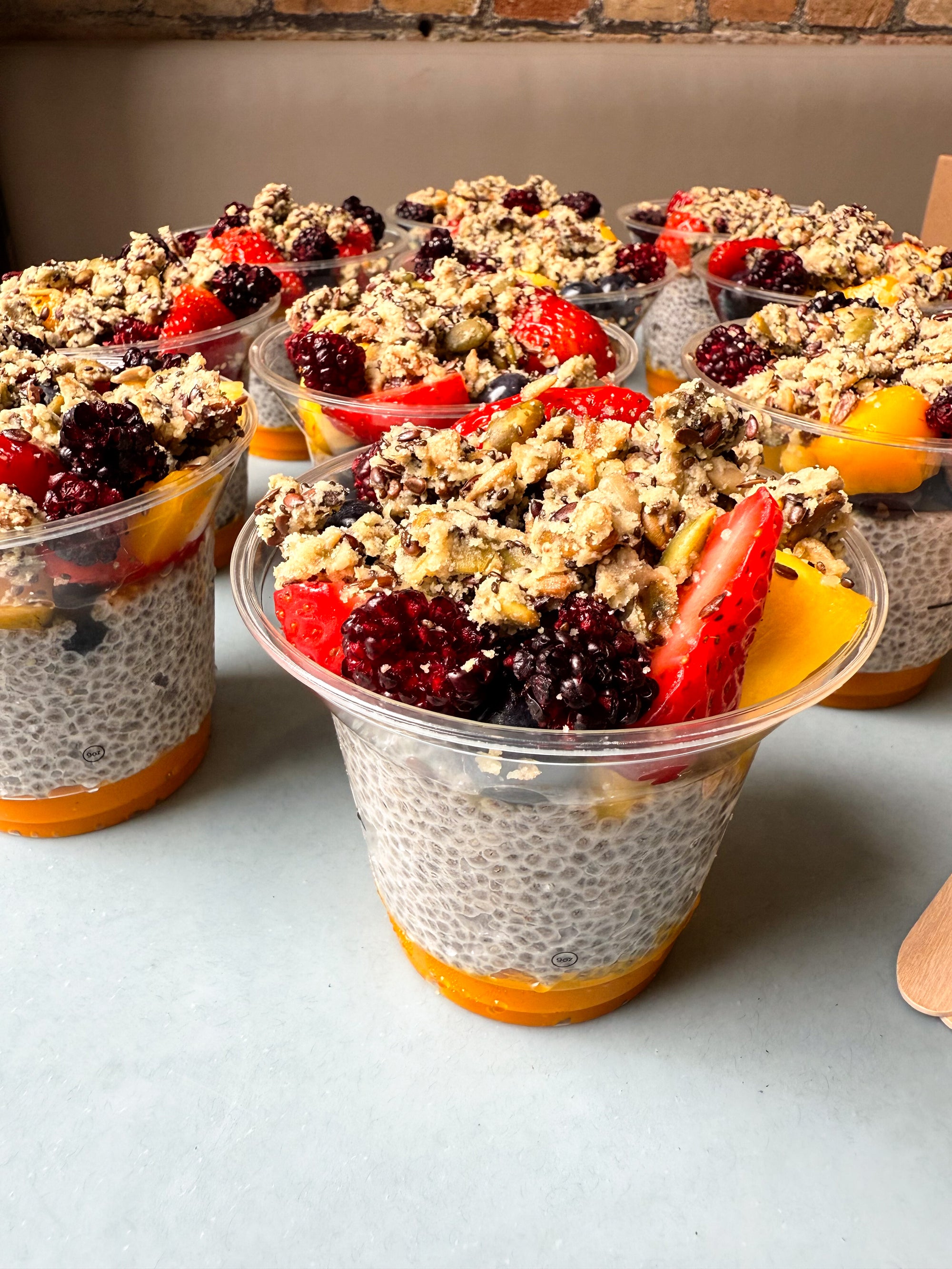 Chia pots with seasonal fruit