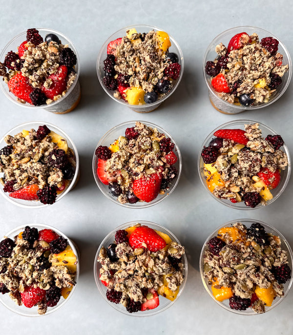 Chia pots with seasonal fruit