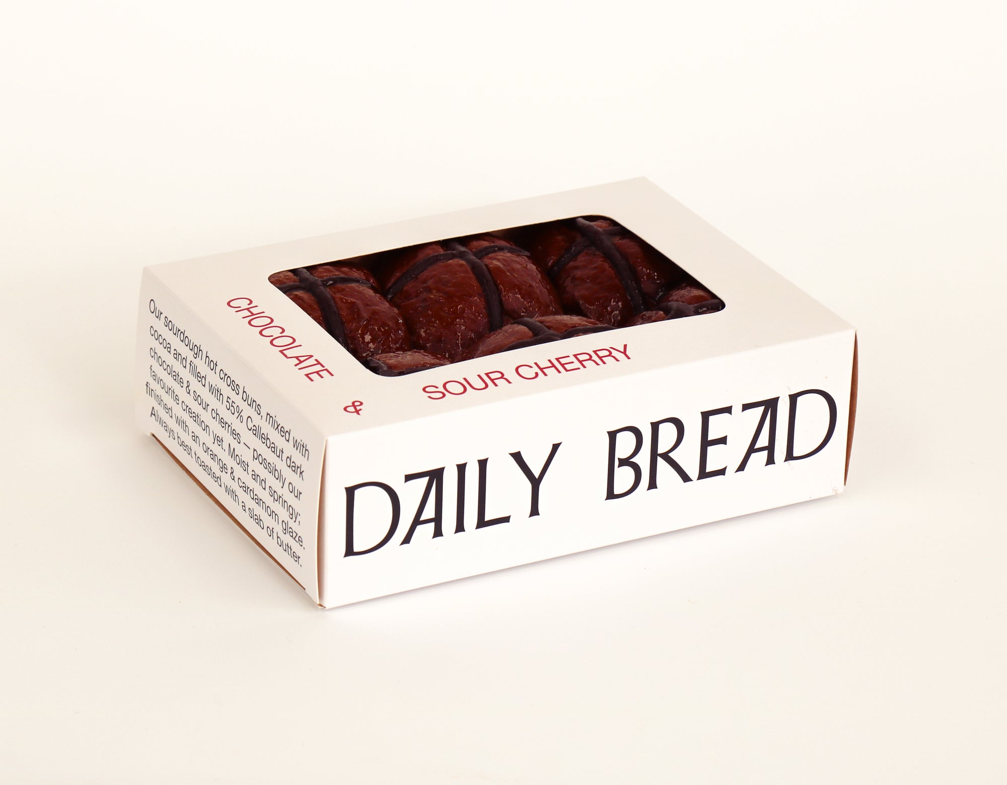 Sour cherry & chocolate hot cross buns — 6 pack