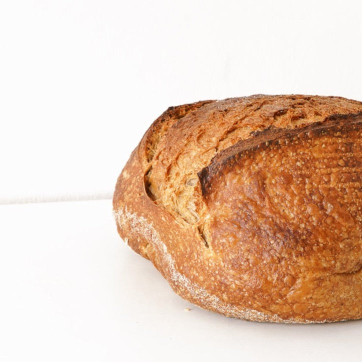 a closer up image of the kumara sourdough loaf